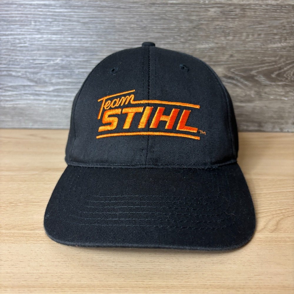 STIHL Hat Cap Snap Back Black Orange Chainsaws One Size Adjustable